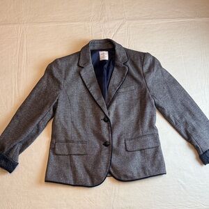 GAP Women's Academy Blazer Navy Gray Tailored Elbow Patches Size 4P